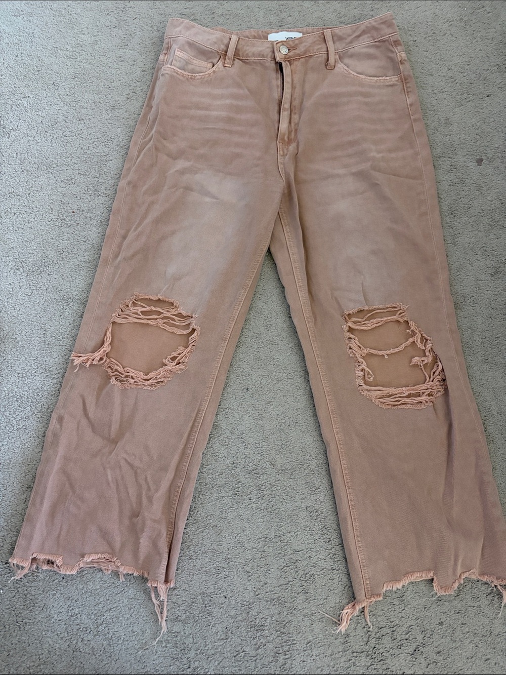 bohme Distressed Wide-Leg Jeans in Dusty Pink